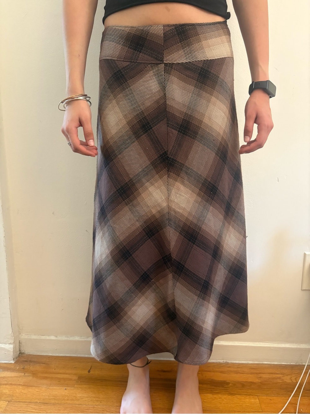 East 5th Brown Plaid Maxi Skirt